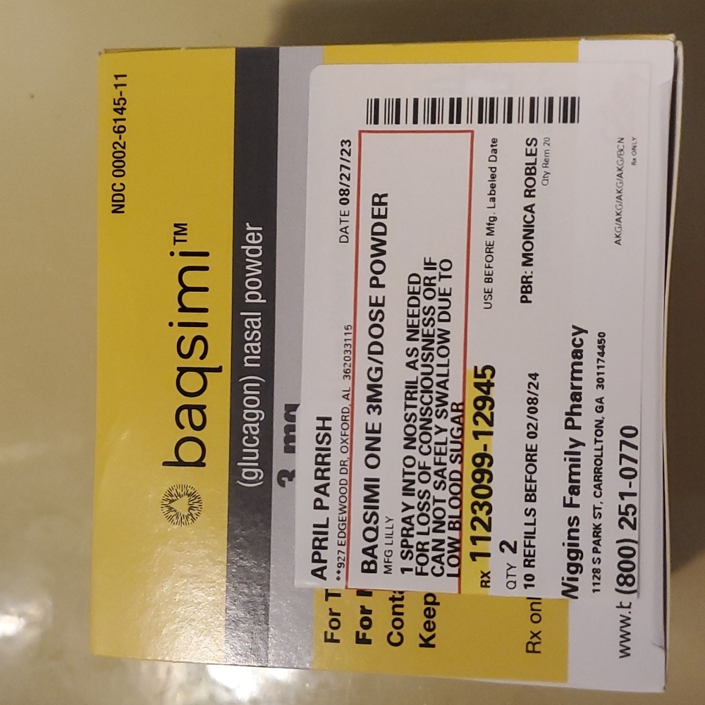 Baqsimi Glucagon Nasal Powder Spray NEW in Box 2 pack exp 3/2025